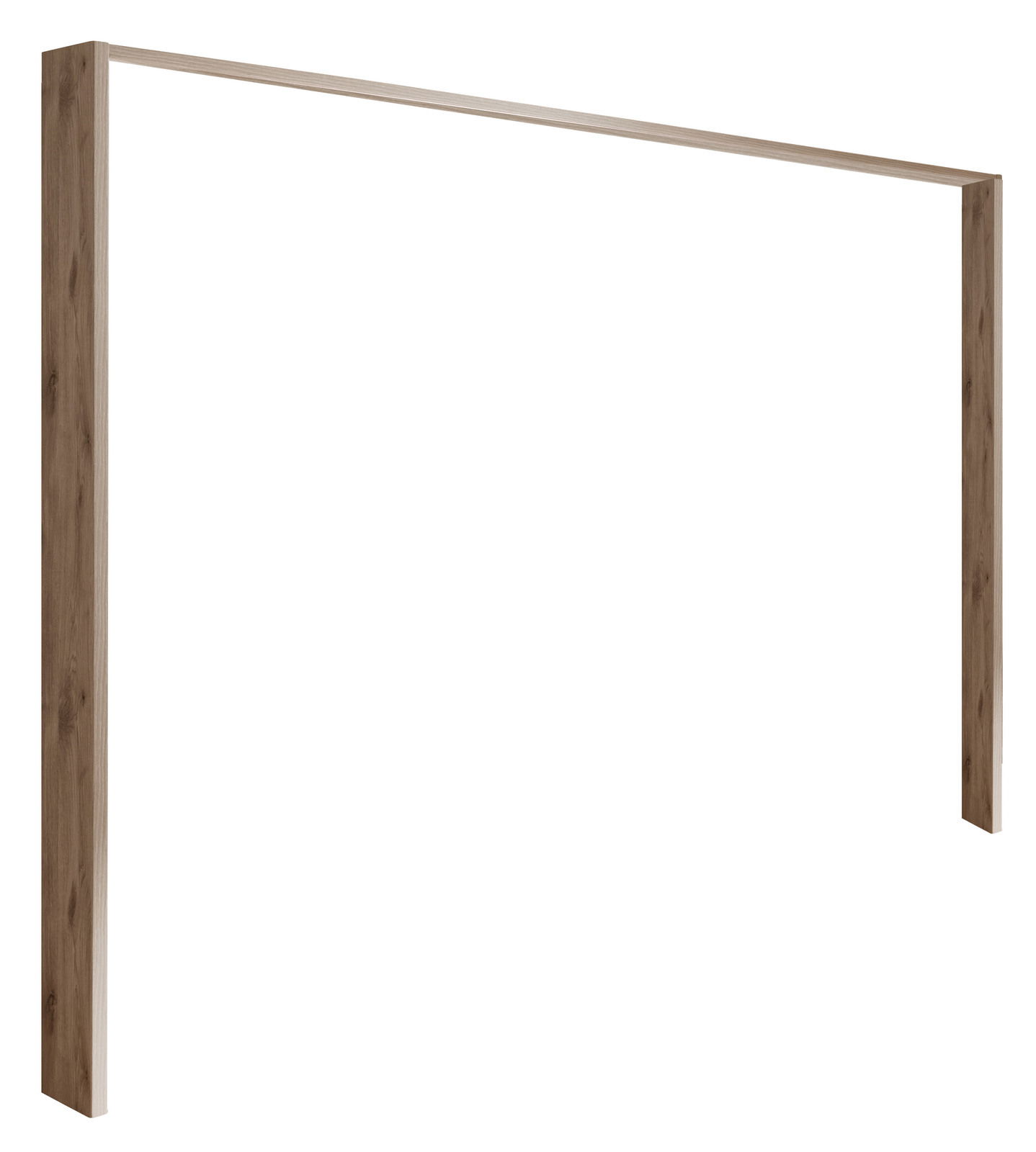 Holzfarbener Passepartoutrahmen mit Beleuchtung, seitliche Perspektive