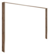 Holzfarbener Passepartoutrahmen mit Beleuchtung, seitliche Perspektive