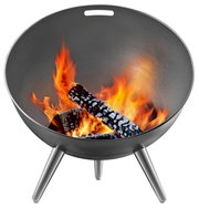 Vuurkorf FireGlobe met brandend hout, zijaanzicht
