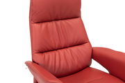 Roter Relaxsessel Welnova Relaxsessel 8102 SLIMLINE 2.0, Nahaufnahme der Rückenlehne und Armlehne, seitliche Perspektive