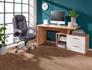 Moderner Chefsessel in einem stilvollen Büro, seitliche Perspektive