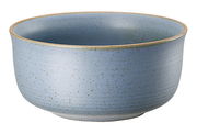 Blaue Müslischale aus Keramik, seitliche Perspektive