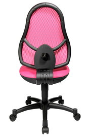 Rosa Drehstuhl mit schwarzem Gestell, Ansicht von hinten