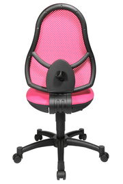 Rosa Drehstuhl mit schwarzem Gestell, Ansicht von hinten