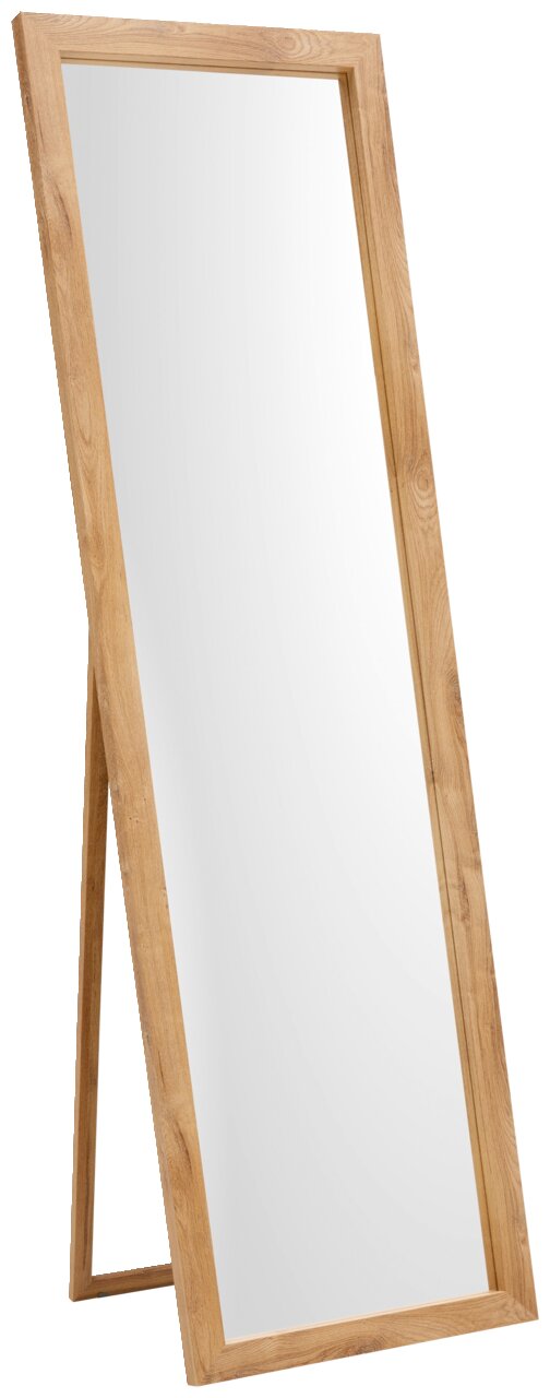 Standspiegel mit Holzrahmen, seitliche Perspektive