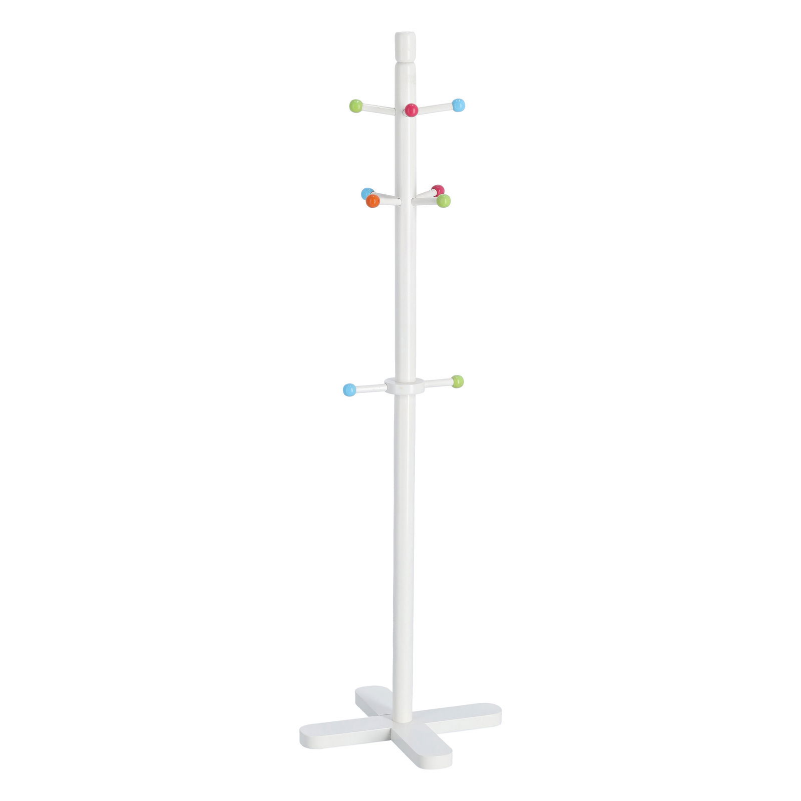 Zeller Present Kinder-Kleiderständer Weißer Kinder-Kleiderständer mit bunten Haken, frontal abgebildet