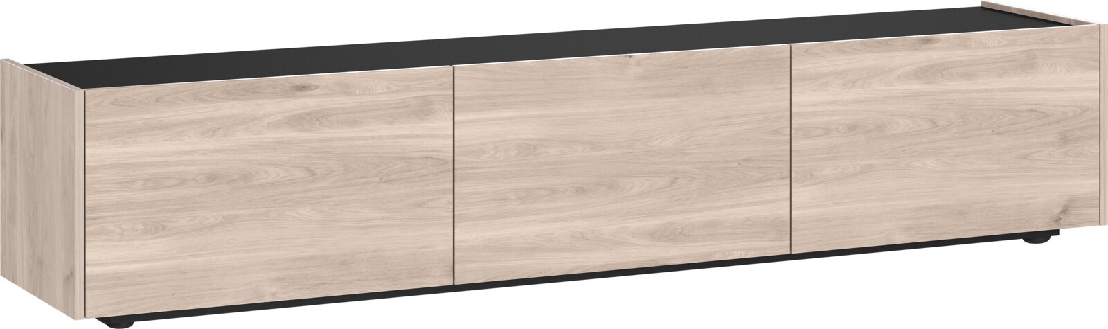 Voleo TV-Lowboard CANTORIA TV-Lowboard in Holzoptik mit drei Türen, seitliche Perspektive