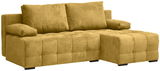 Gelbes Ecksofa mit Ottomane rechts, Vorderansicht