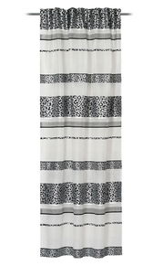 Vorhang mit verdeckten Schlaufen, 140x245cm, in schwarz-weißem Leoparden- und Streifenmuster, frontal aufgenommen