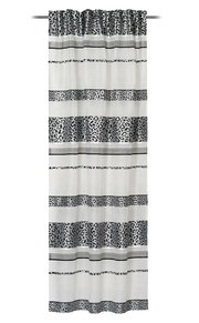 Vorhang mit verdeckten Schlaufen, 140x245cm, in schwarz-weißem Leoparden- und Streifenmuster, frontal aufgenommen