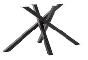Schwarzes, modernes Tischgestell aus Metall in X-Form, seitliche Perspektive