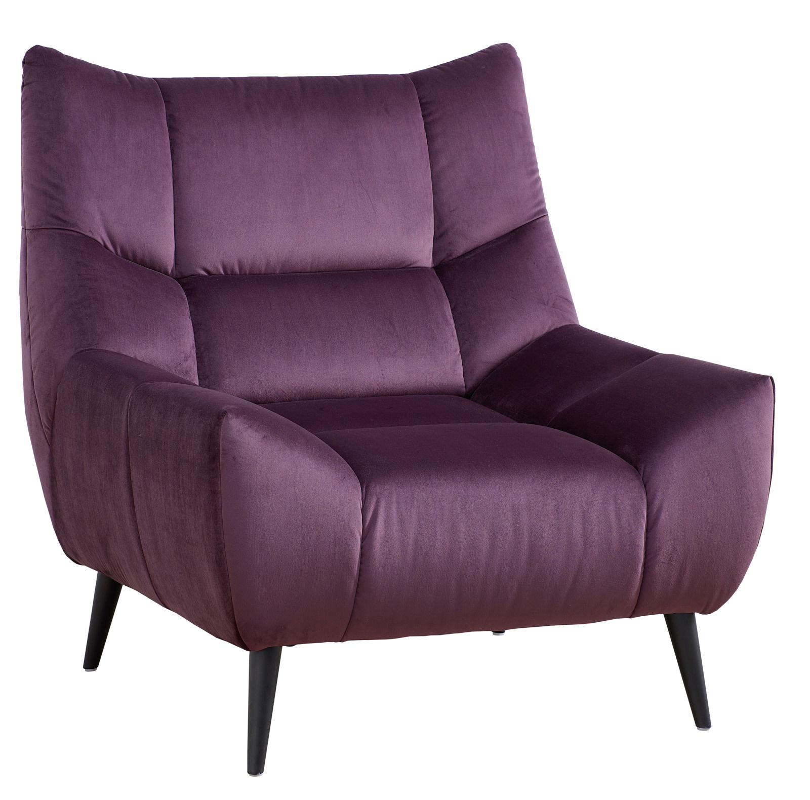Stylife Sessel MELISSA Lila Sessel mit weichem Stoffbezug und schwarzen Beinen, Vorderansicht