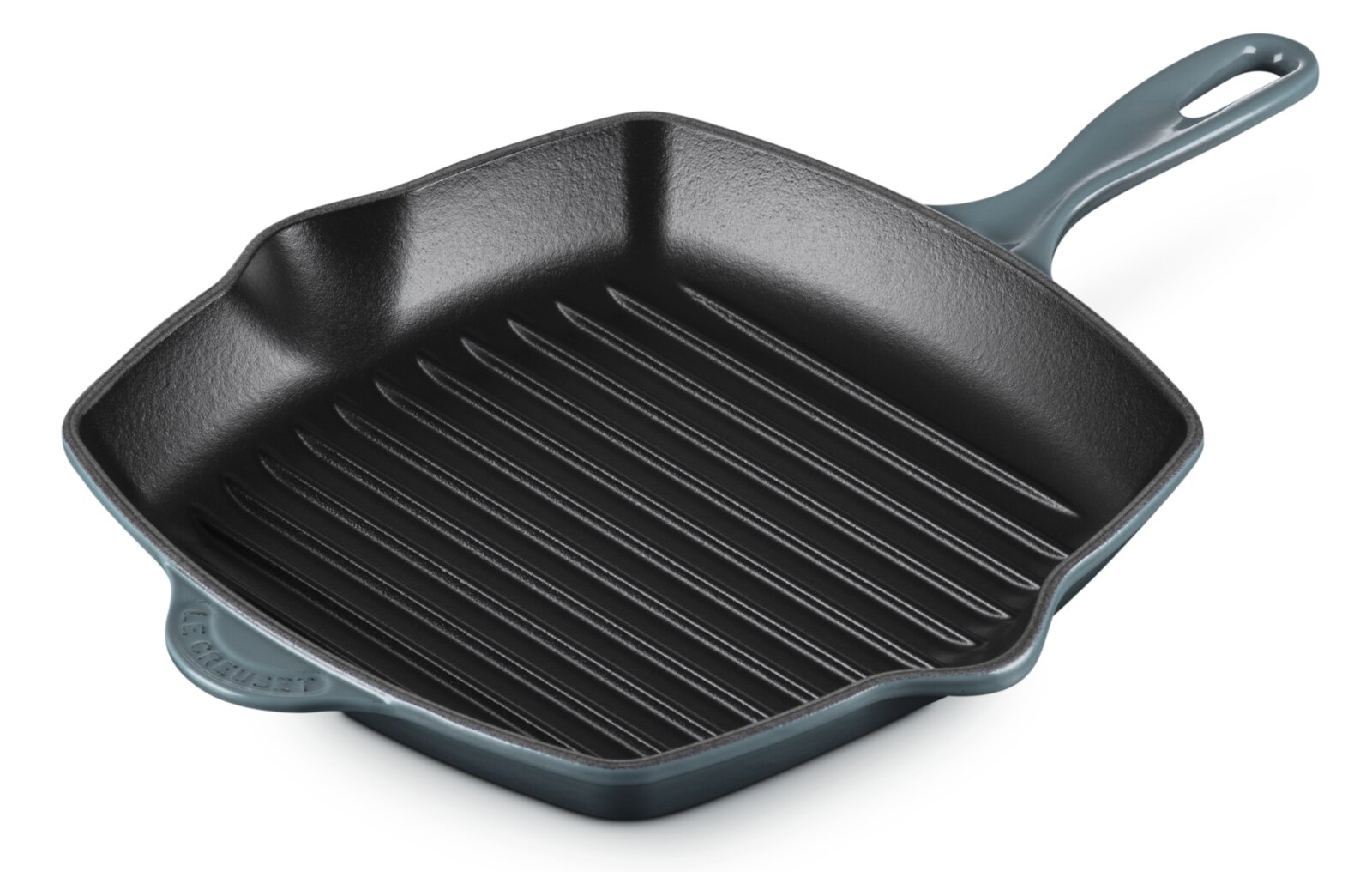 LE CREUSET Grillpfanne 26cm Ocean Grillpfanne 26cm Ocean aus Gusseisen mit Rillenstruktur, seitliche Perspektive