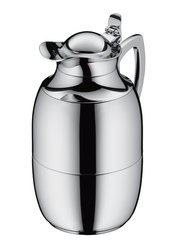 Silberne Isolierkanne Juwel aus Edelstahl, seitliche Perspektive
