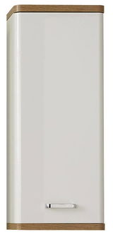 Moderner Wandschrank in Weiß mit Holzdetails, Frontalansicht