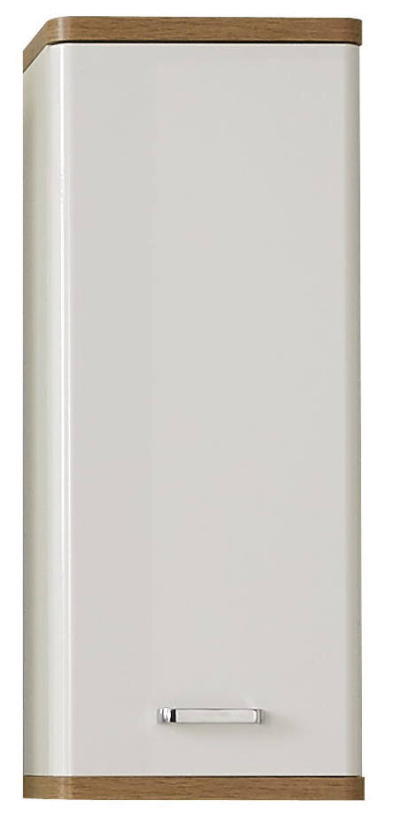 XORA Wandschrank NALA Moderner Wandschrank in Weiß mit Holzdetails, Frontalansicht