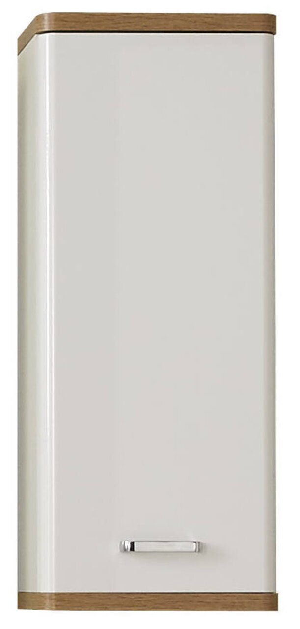 XORA Wandschrank NALA Moderner Wandschrank in Weiß mit Holzdetails, Frontalansicht