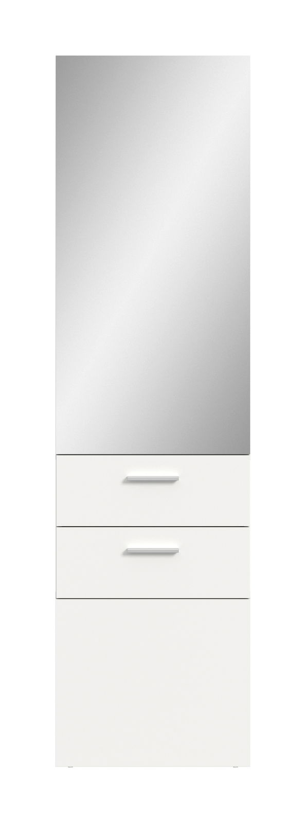 Garderobenpaneel mit großem Spiegel und zwei Schubladen, Frontalansicht