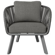 Grauer Loungesessel mit Kissen, Vorderansicht