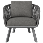 Grauer Loungesessel mit Kissen, Vorderansicht