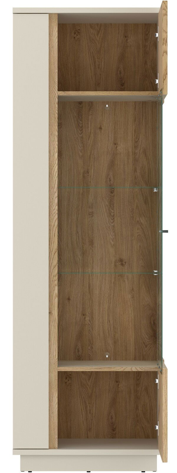 Vitrine mit Holzeffekt und Glastüren, Frontalansicht