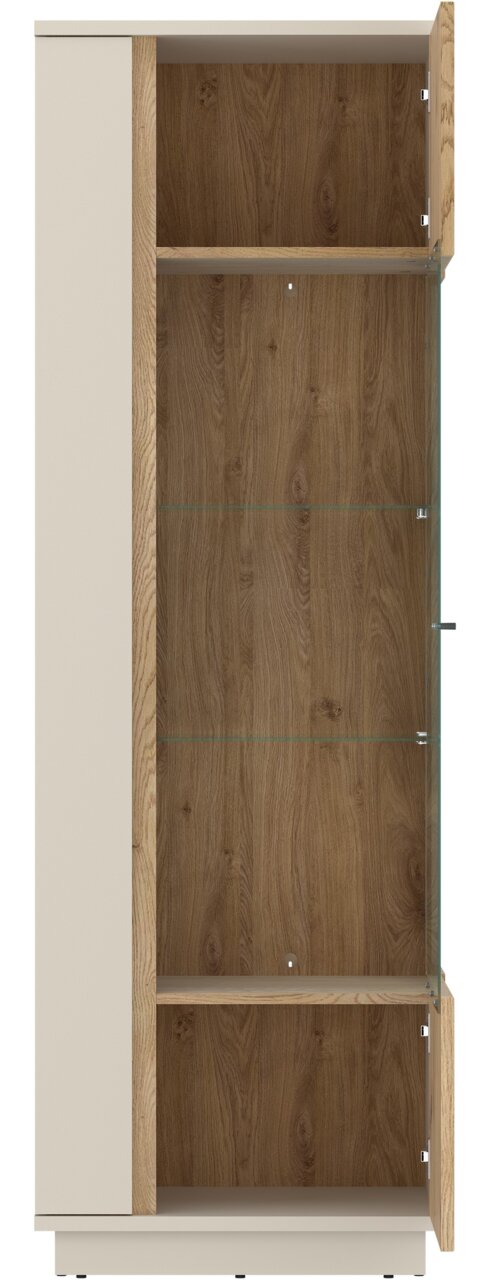 Vitrine mit Holzeffekt und Glastüren, Frontalansicht