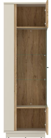 Vitrine mit Holzeffekt und Glastüren, Frontalansicht