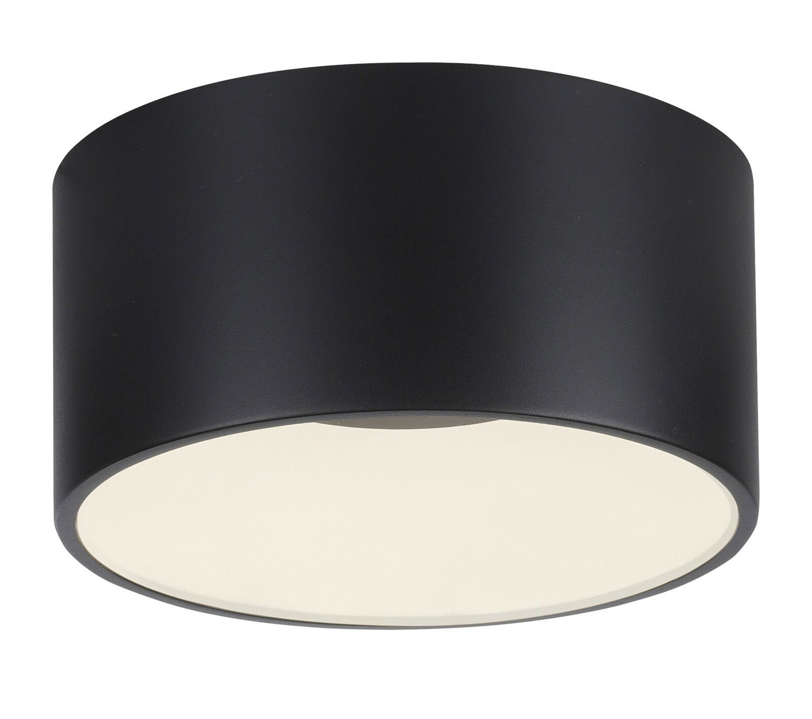 Schwarze zylindrische Deckenleuchte TANIKA, Ansicht von unten