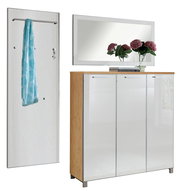 Garderoben-Set 3-tlg. mit Spiegel, Schrank und Wandpaneel, seitliche Perspektive