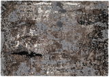 Designer Teppich in abstraktem Muster mit braunen, grauen und schwarzen Tönen, Draufsicht