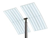 Moderne Stehleuchte ANDY mit zwei rechteckigen LED-Panels, Ansicht von unten.