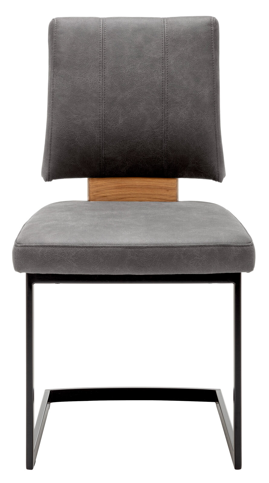 Venda Freischwinger-Stuhl SALVADOR Freischwinger-Stuhl in grauem Stoff mit schwarzem Metallgestell, Frontalansicht