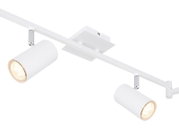 Moderne witte plafondspot met twee verstelbare lampen, zijaanzicht