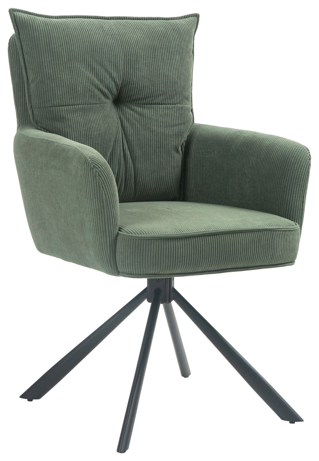 Landscape Sessel POINT Grüner Sessel mit Samtbezug und schwarzem Metallgestell, seitliche Perspektive