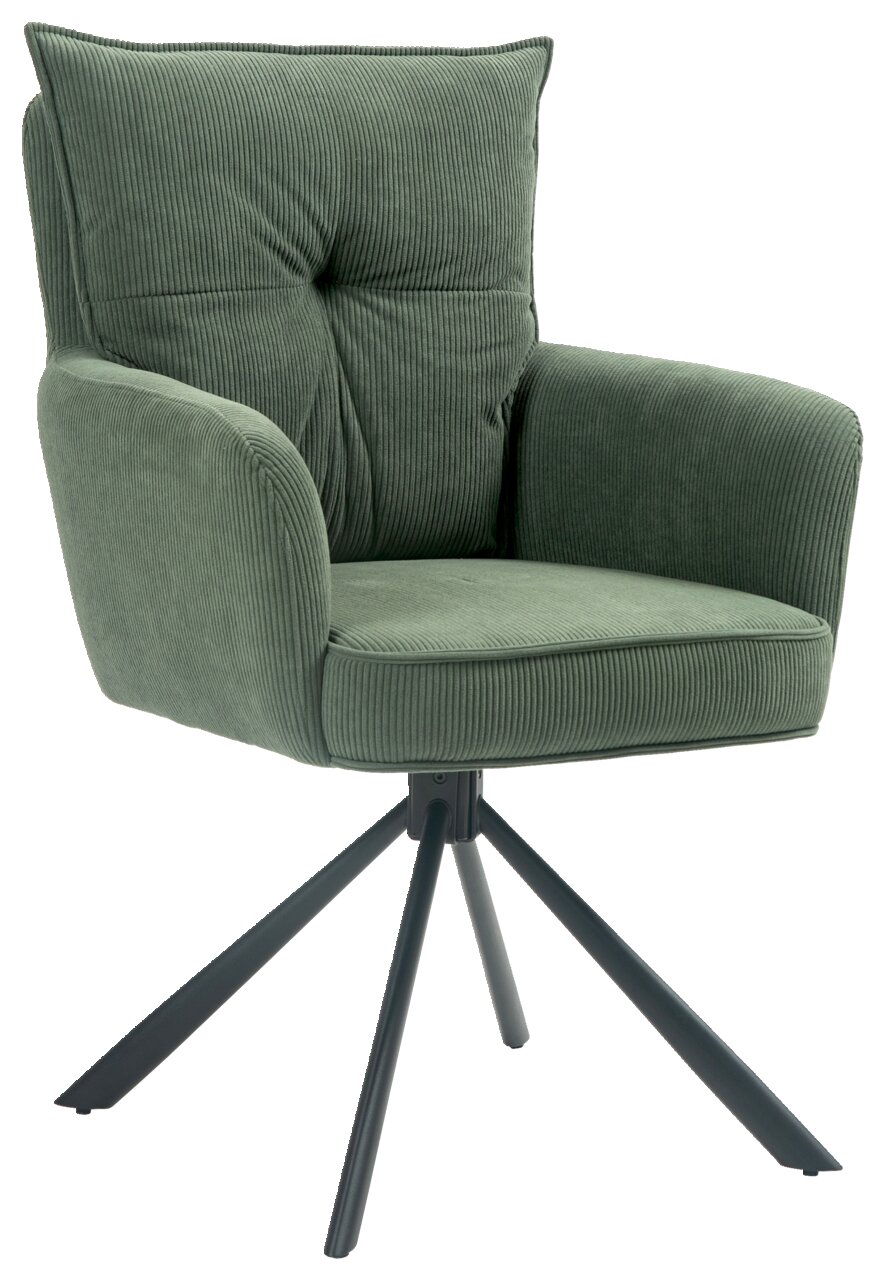 Landscape Fauteuil POINT Groene fauteuil met fluwelen bekleding en een zwart metalen frame, zijaanzicht