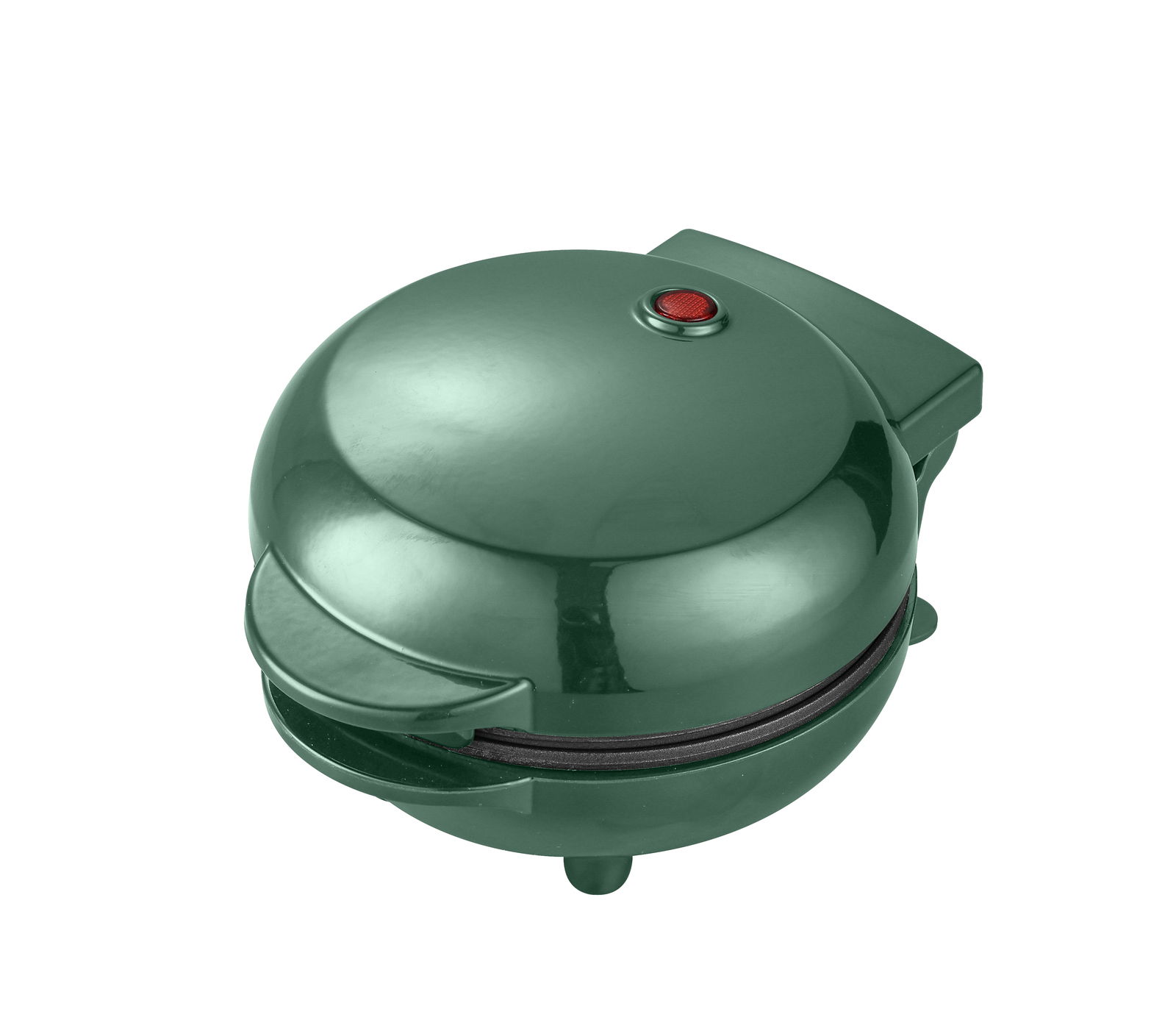 Grünes Waffeleisen mit rotem Kontrolllicht, Ansicht von oben