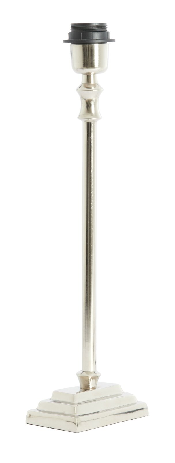 Light&Living Lampenfuss KOTA Lampenfuß aus Nickel, 38 cm hoch, mit quadratischer Basis und elegantem, schlankem Design, seitliche Perspektive
