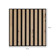 Dekopaneel mit vertikalen Holzstreifen auf schwarzem Hintergrund, quadratisch, 40 cm x 40 cm, Draufsicht