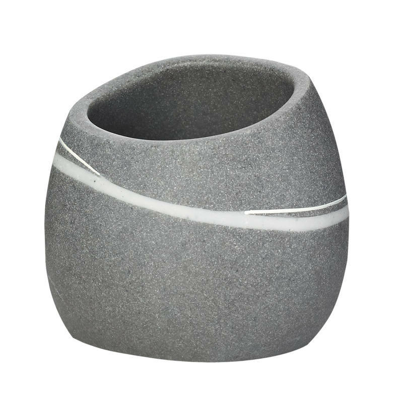 Grauer Becher Little Rock mit geschwungenem Design, seitliche Perspektive