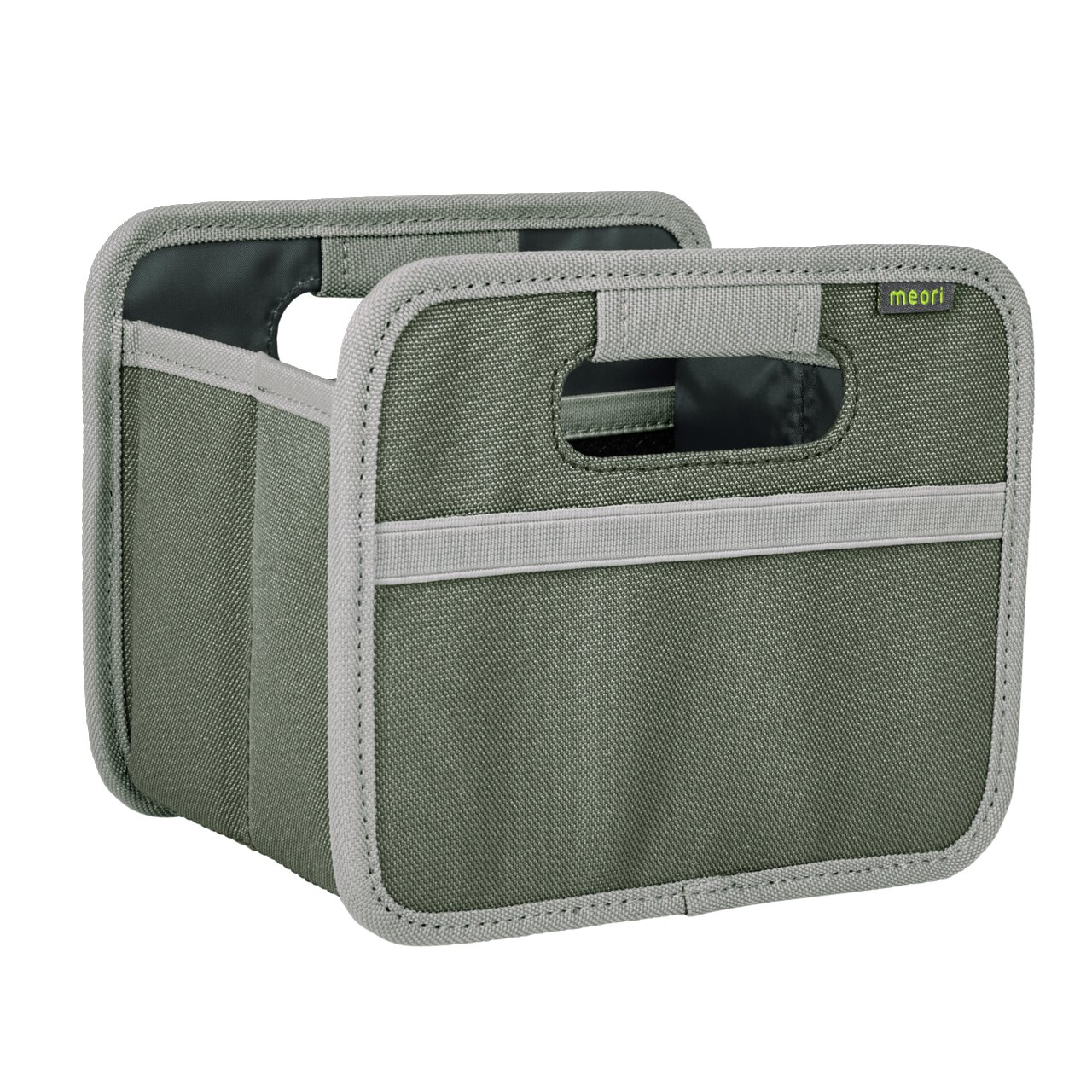 Faltbox Mini in grauer Farbe, seitliche Perspektive
