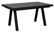 Moderner, ausziehbarer Gartentisch in dunkler Steinoptik, seitliche Perspektive