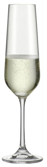 Sektkelch 220 ml Lucca, gefüllt mit Sekt, seitliche Ansicht