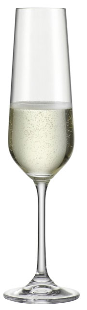 Sektkelch 220 ml Lucca, gefüllt mit Sekt, seitliche Ansicht