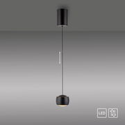 Moderne schwarze Pendelleuchte mit LED, seitliche Ansicht