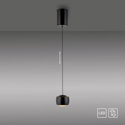 Moderne schwarze Pendelleuchte mit LED, seitliche Ansicht