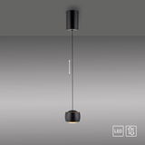 Moderne schwarze Pendelleuchte mit LED, seitliche Ansicht
