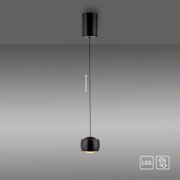 Moderne zwarte hanglamp met led, zijaanzicht