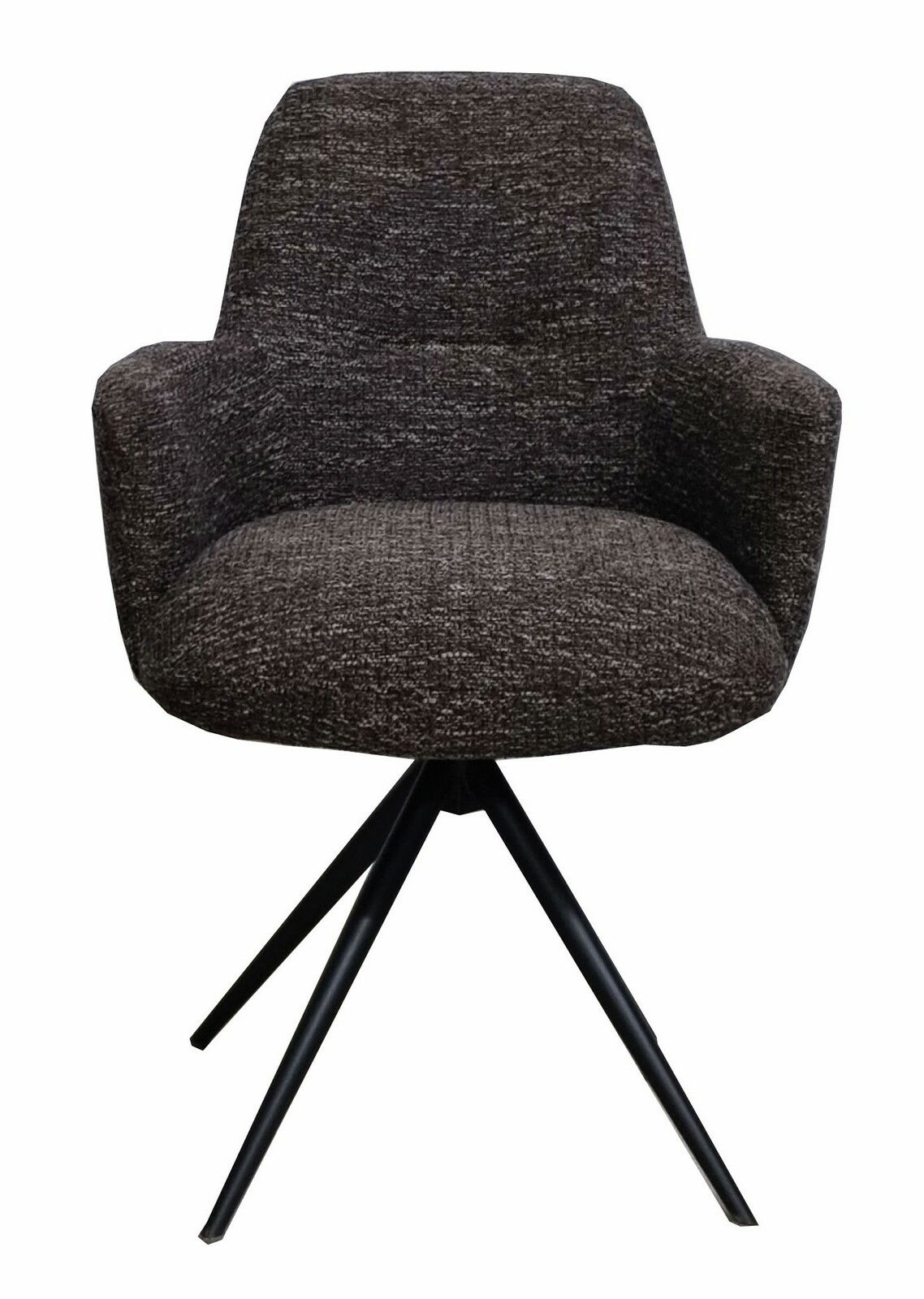 Moderano Armlehnstuhl SINGAPUR Moderner Armlehnstuhl mit schwarzem Stoffbezug und Metallbeinen, Frontalansicht