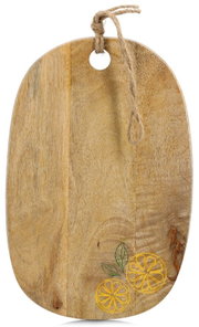 Schneide- und Servierbrett aus Mangoholz mit Zitronenmotiv, Vorderansicht