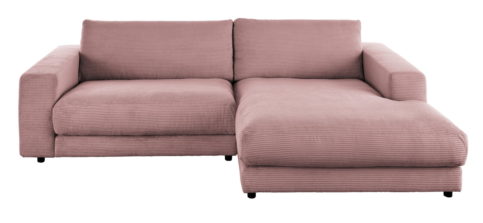 Roze longchair-set van corduroy, vooraanzicht